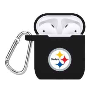 Black Pittsburgh Steelers Silicone Apple AirPods Case Cover