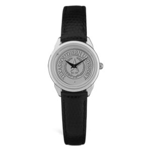 Women's Silver/Black Texas Southern Tigers Medallion Leather Wristwatch
