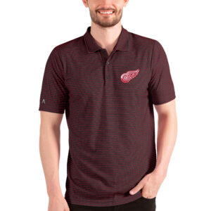 Men's Antigua Heathered Black/Red Detroit Red Wings Esteem Polo