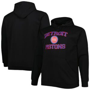Men's Black Detroit Pistons Big & Tall Heart & Soul Pullover Hoodie