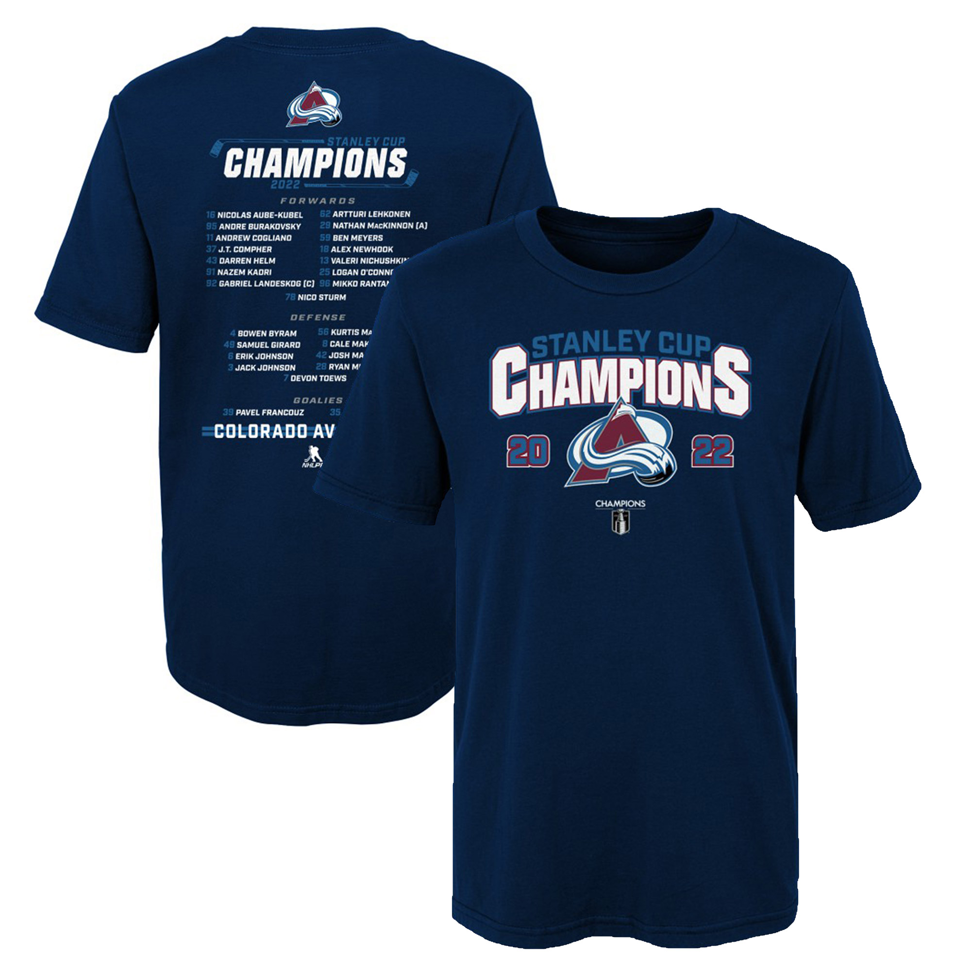 Preschool Fanatics Navy Colorado Avalanche 2022 Stanley Cup Champions Roster T-Shirt - Image 5