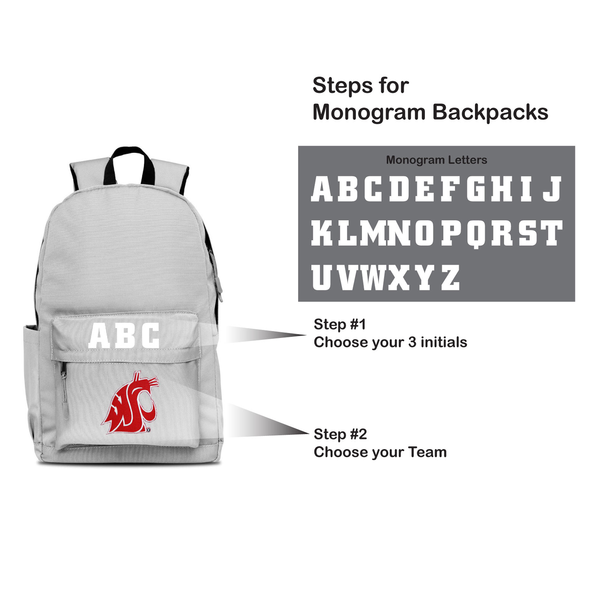 MOJO Gray Washington State Cougars Personalized Campus Laptop Backpack - Image 3