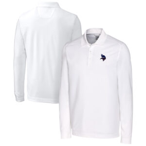 Men's Cutter & Buck White Minnesota Vikings Team Advantage Pique Long Sleeve Polo