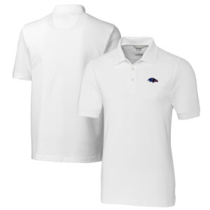 Men's Cutter & Buck White Baltimore Ravens Advantage Tri-Blend Pique Polo