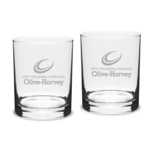 Olive-Harvey College Purple Panthers 14oz. 2-Piece Classic Double Old-Fashioned Glass Set