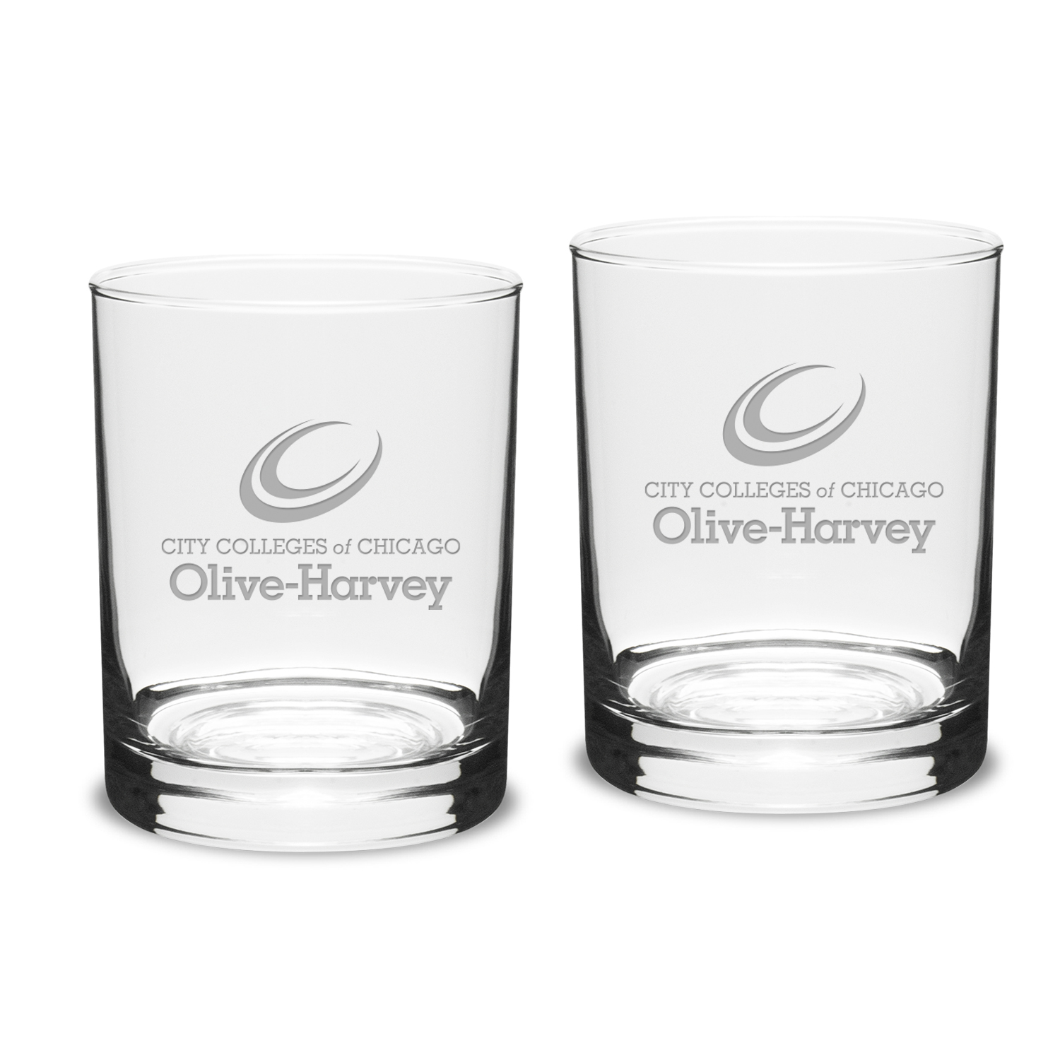Olive-Harvey College Purple Panthers 14oz. 2-Piece Classic Double Old-Fashioned Glass Set