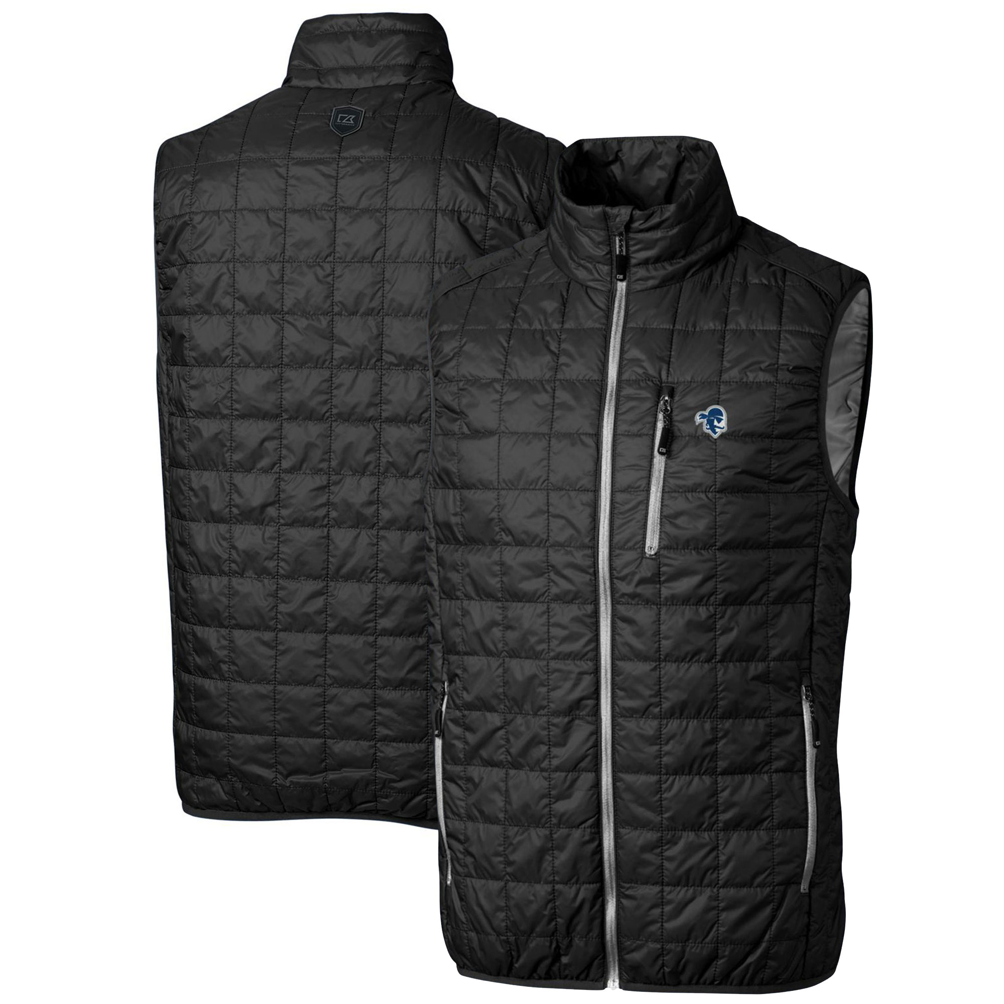 Men's Cutter & Buck Black Seton Hall Pirates Big & Tall Rainier PrimaLoft Eco Full-Zip Puffer Vest - Image 2