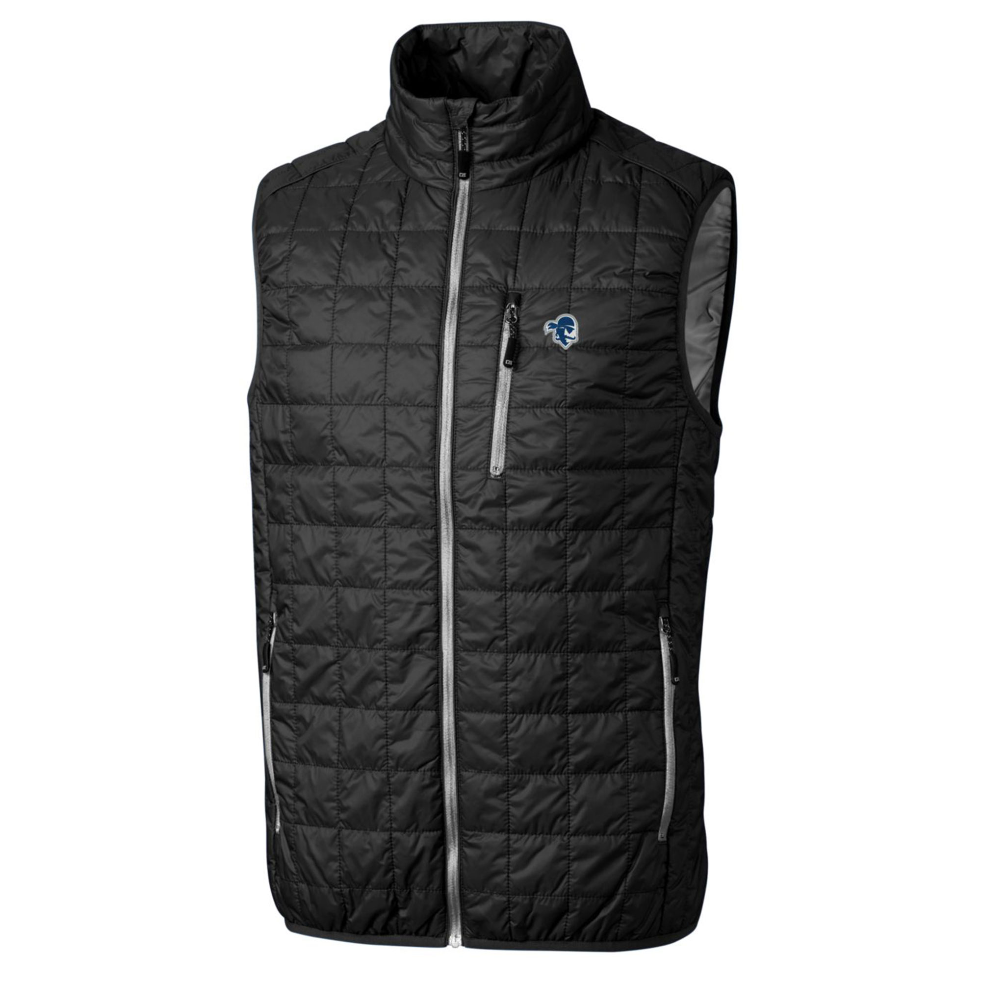 Men's Cutter & Buck Black Seton Hall Pirates Big & Tall Rainier PrimaLoft Eco Full-Zip Puffer Vest - Image 3