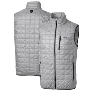 Men's Cutter & Buck Gray Spelman College Jaguars Big & Tall Rainier PrimaLoft Eco Full-Zip Puffer Vest