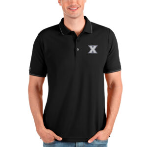 Men's Antigua Black Xavier Musketeers Affluent Polo