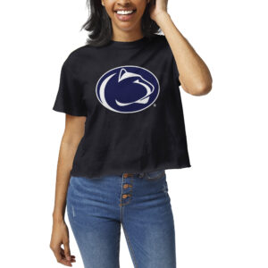 Women's League Collegiate Wear Navy Penn State Nittany Lions Clothesline Crop T-Shirt