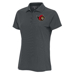 Women's Antigua Charcoal Ottawa Senators Team Logo Legacy Pique Polo