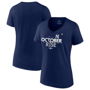 Women's Fanatics Navy New York Yankees 2022 Postseason Locker Room V-Neck Plus Size T-Shirt