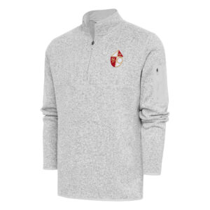 Men's Antigua Heather Gray San Francisco 49ers Throwback Fortune Quarter-Zip Pullover Jacket