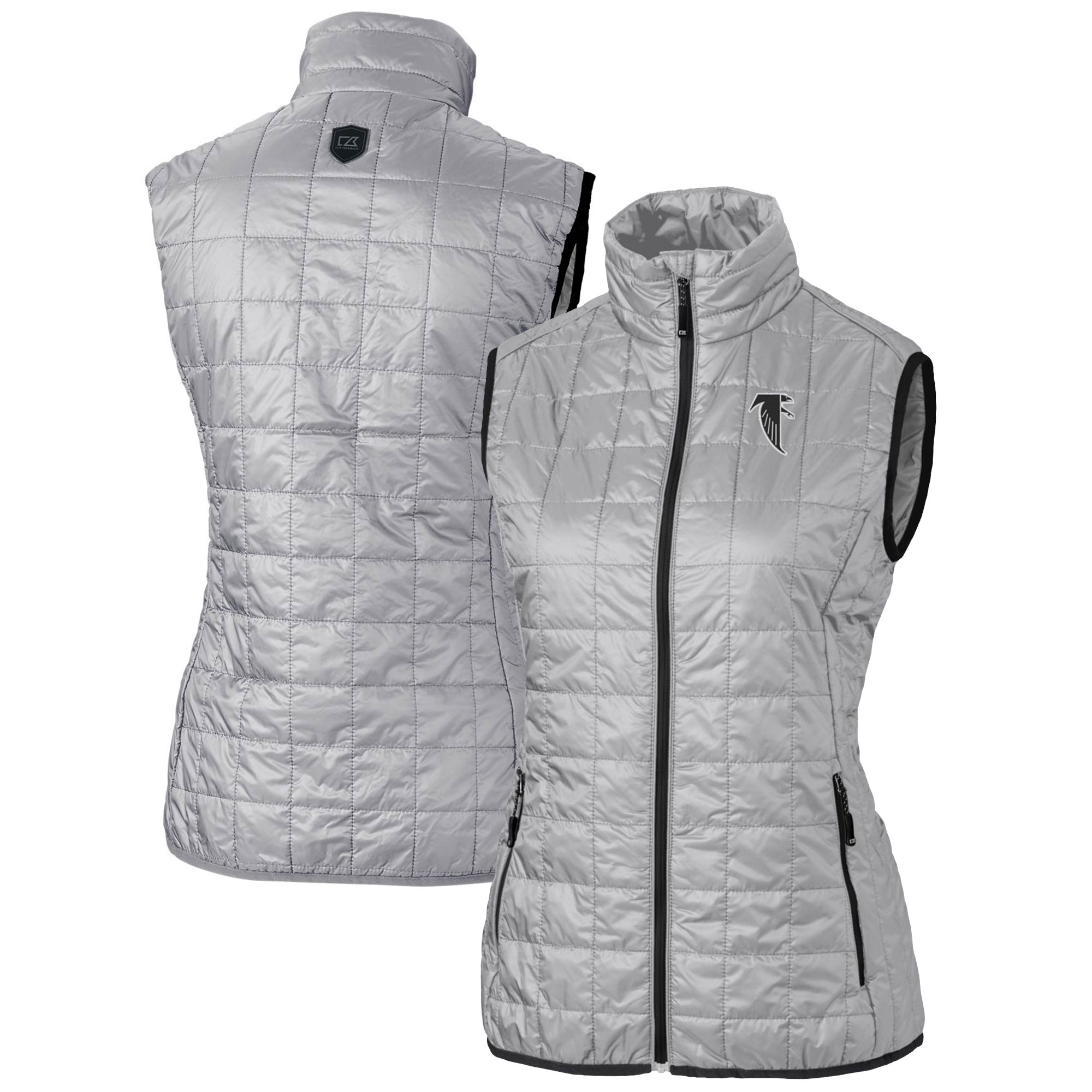 Women's Cutter & Buck Gray Atlanta Falcons Throwback Logo Rainier PrimaLoft Eco Full-Zip Puffer Vest - Image 5