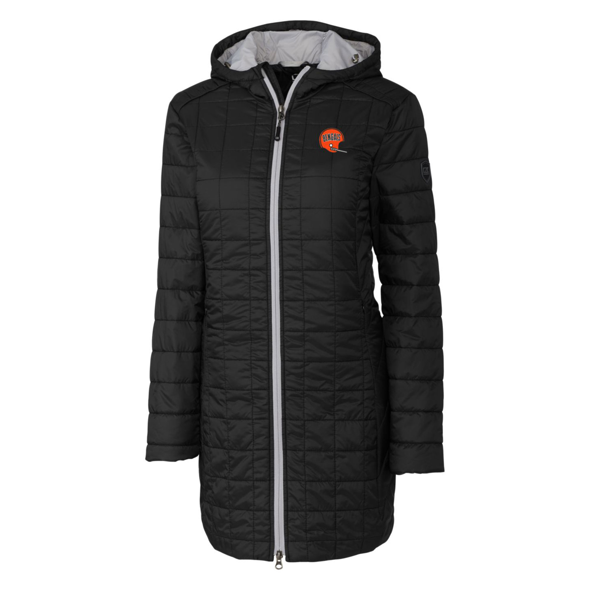 Women's Cutter & Buck Black Cincinnati Bengals Throwback Logo Rainier Primaloft Eco Full-Zip Hoodie Long Coat - Image 3