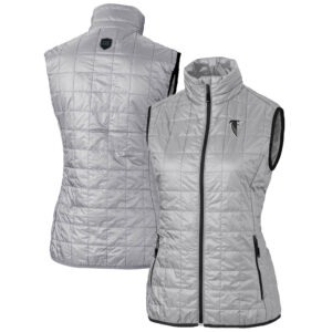 Women's Cutter & Buck Gray Atlanta Falcons Throwback Logo Rainier PrimaLoft Eco Full-Zip Puffer Vest