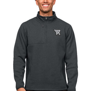 Men's Antigua Heather Charcoal Rochester Knighthawks Course Quarter-Zip Pullover Top