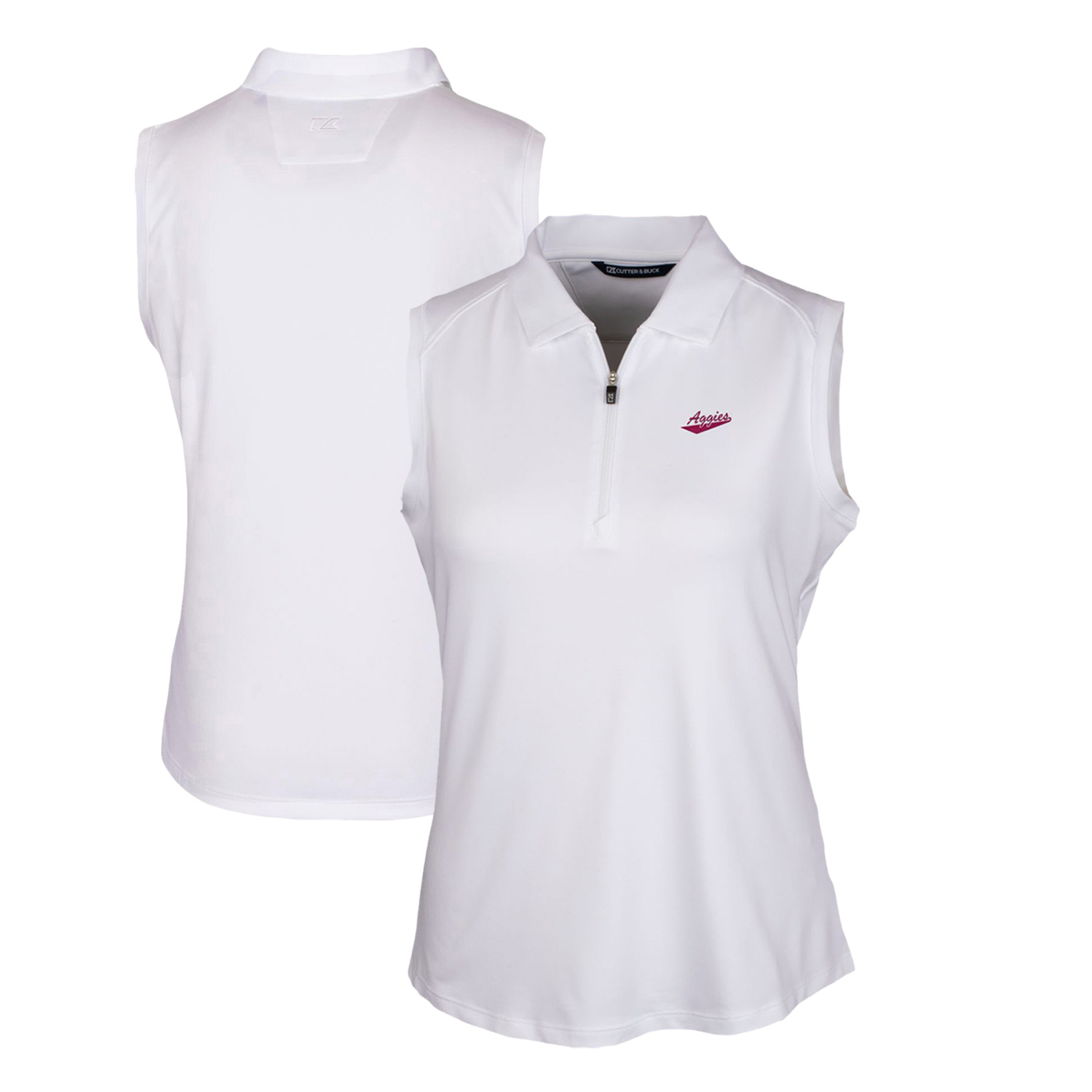 Women's Cutter & Buck White New Mexico State Aggies Forge Stretch Sleeveless Polo