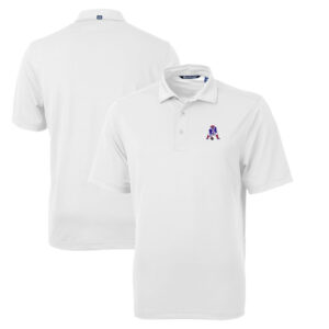 Men's Cutter & Buck White New England Patriots Throwback Logo Virtue Eco Pique Recycled Big & Tall Polo