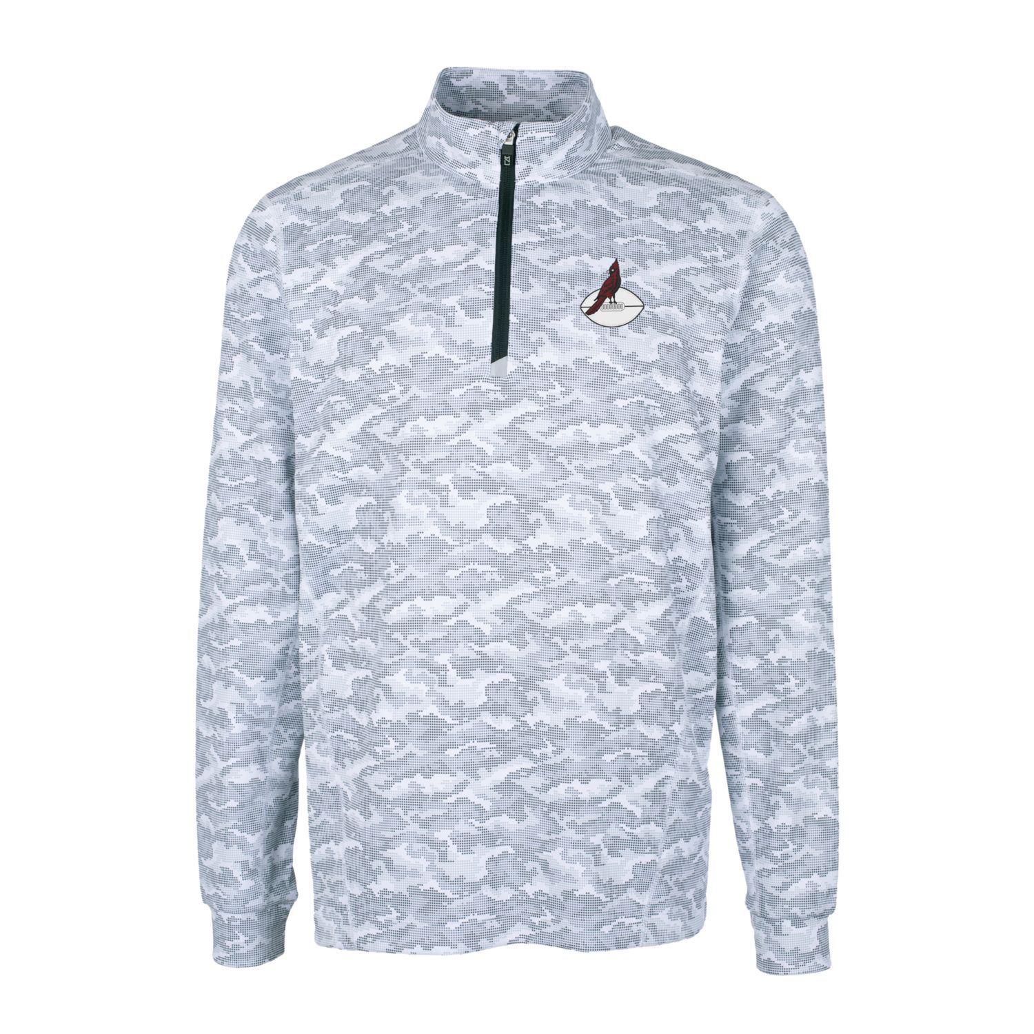 Men's Cutter & Buck Charcoal Arizona Cardinals Throwback Logo Traverse Camo Print Stretch Quarter-Zip Pullover Top - Image 9