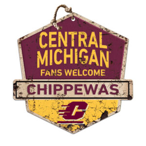Cent. Michigan Chippewas 20'' x 20'' Fans Welcome Badge Sign