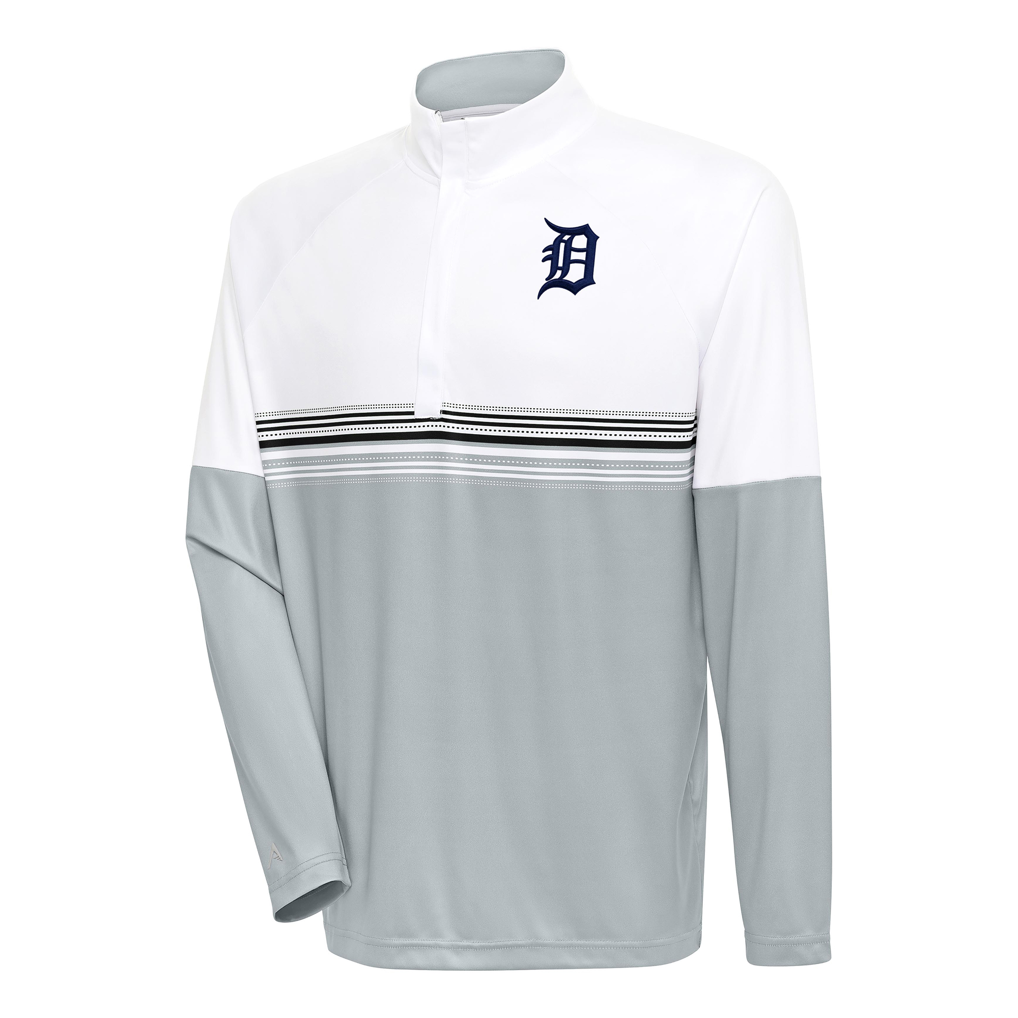 Men's Antigua White/Black Detroit Tigers Bender Quarter-Zip Pullover Top