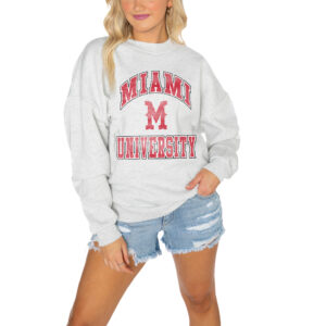 Women's Gameday Couture Gray Miami University RedHawks Drop Shoulder Fleece Drop Pullover Sweatshirt