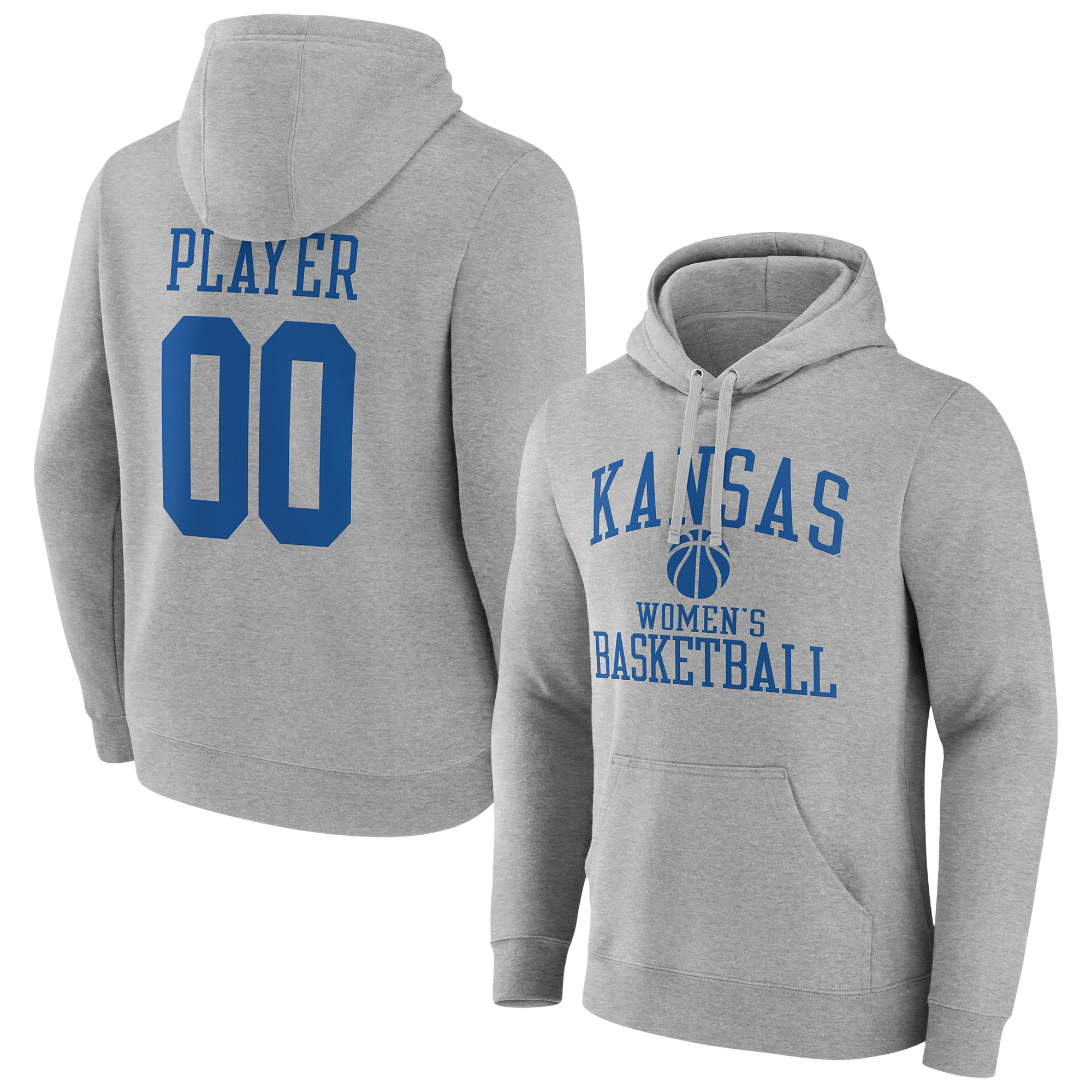 Men's Gray Kansas Jayhawks Women's Basketball Pick-A-Player NIL Gameday Tradition Pullover Hoodie