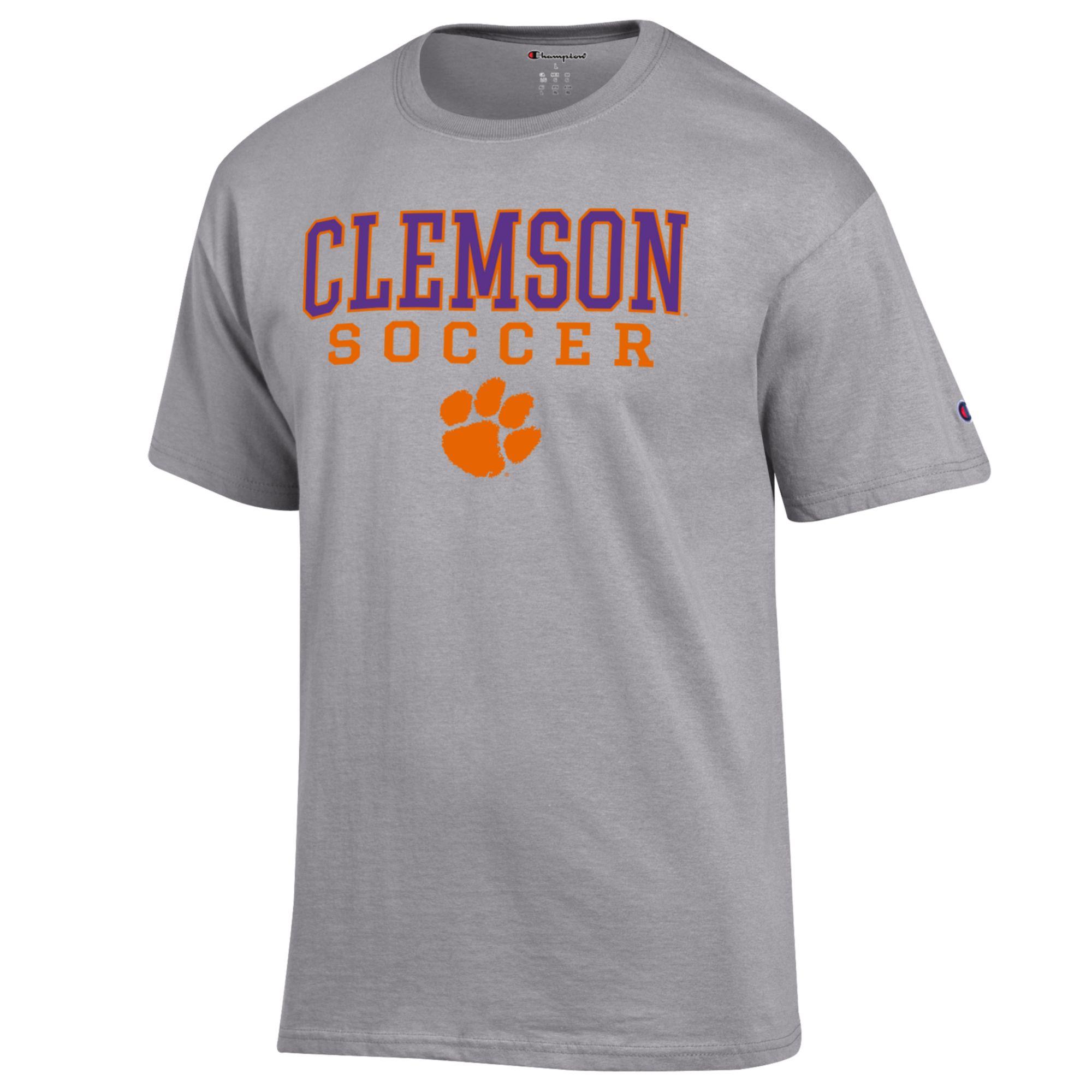 Men's Champion Gray Clemson Tigers Soccer Stack Logo T-Shirt - Image 3