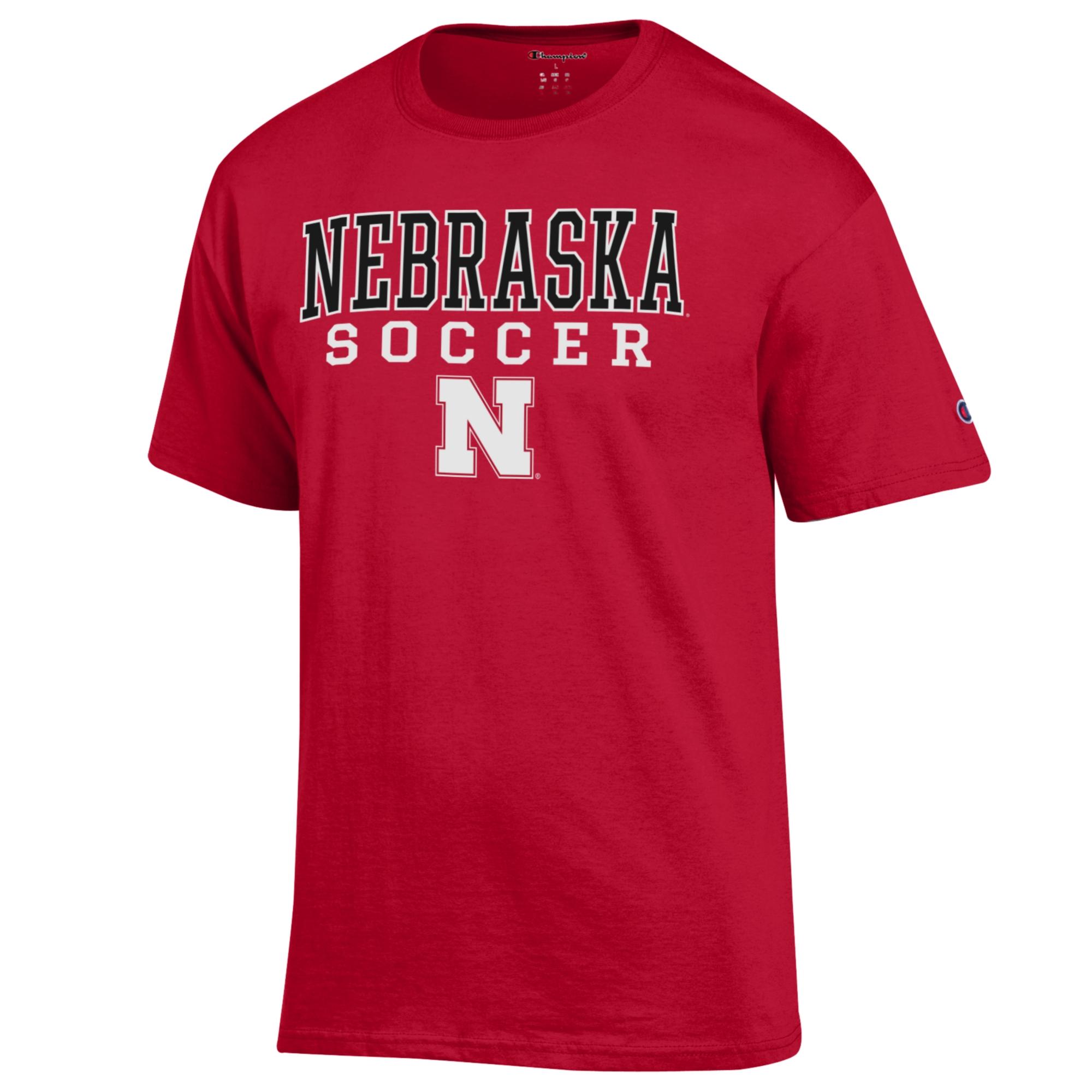 Men's Champion Scarlet Nebraska Huskers Soccer Stack Logo T-Shirt - Image 3