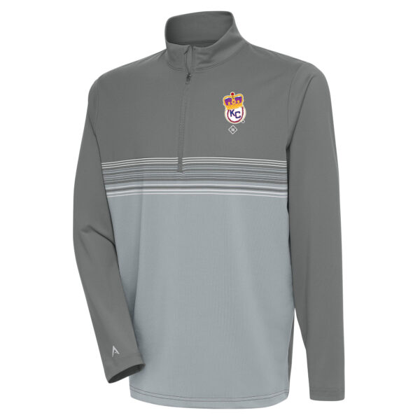 Men's Antigua Steel Kansas City Monarchs Pace Quarter-Zip Pullover Top