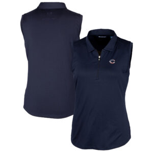 Women's Cutter & Buck Navy Cincinnati Reds Americana Logo DryTec Forge Stretch Sleeveless Polo