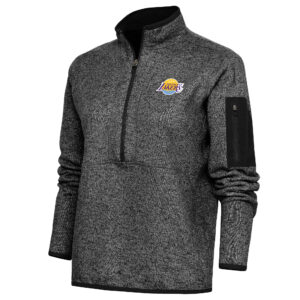 Women's Antigua Heather Black South Bay Lakers Fortune Half-Zip Pullover Jacket