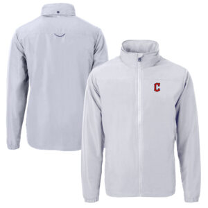Men's Cutter & Buck Gray Cleveland Guardians Big & Tall Charter Eco Recycled Full-Zip Jacket