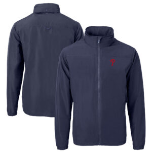 Men's Cutter & Buck Navy Philadelphia Phillies Big & Tall Charter Eco Recycled Full-Zip Jacket