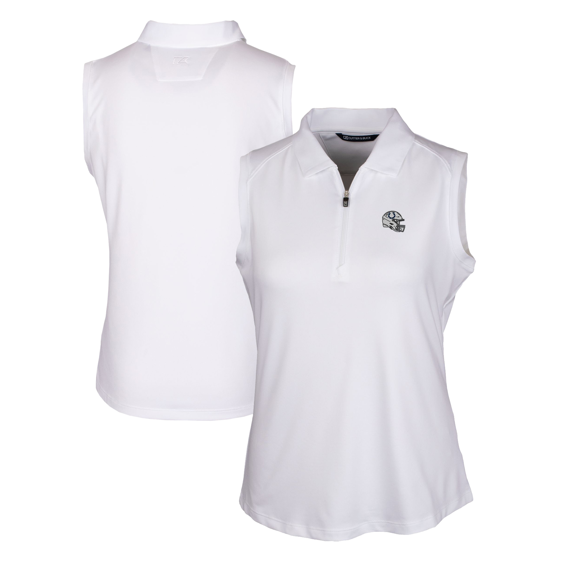 Women's Cutter & Buck White Indianapolis Colts Helmet Logo DryTec Forge Stretch Sleeveless Polo