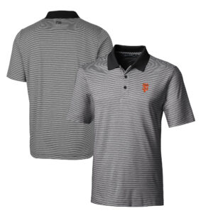 Men's Cutter & Buck  Black San Francisco Giants Forge Tonal Stripe Stretch Polo