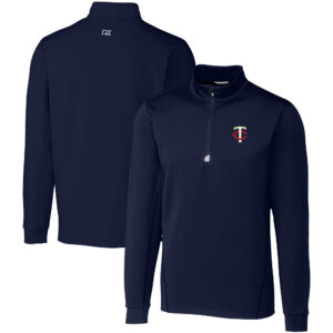 Men's Cutter & Buck  Navy Minnesota Twins Big & Tall Traverse Stretch Quarter-Zip Pullover Top