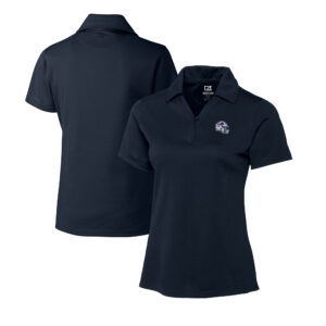 Women's Cutter & Buck  Navy Buffalo Bills Helmet Logo CB DryTec Genre Textured Solid Polo