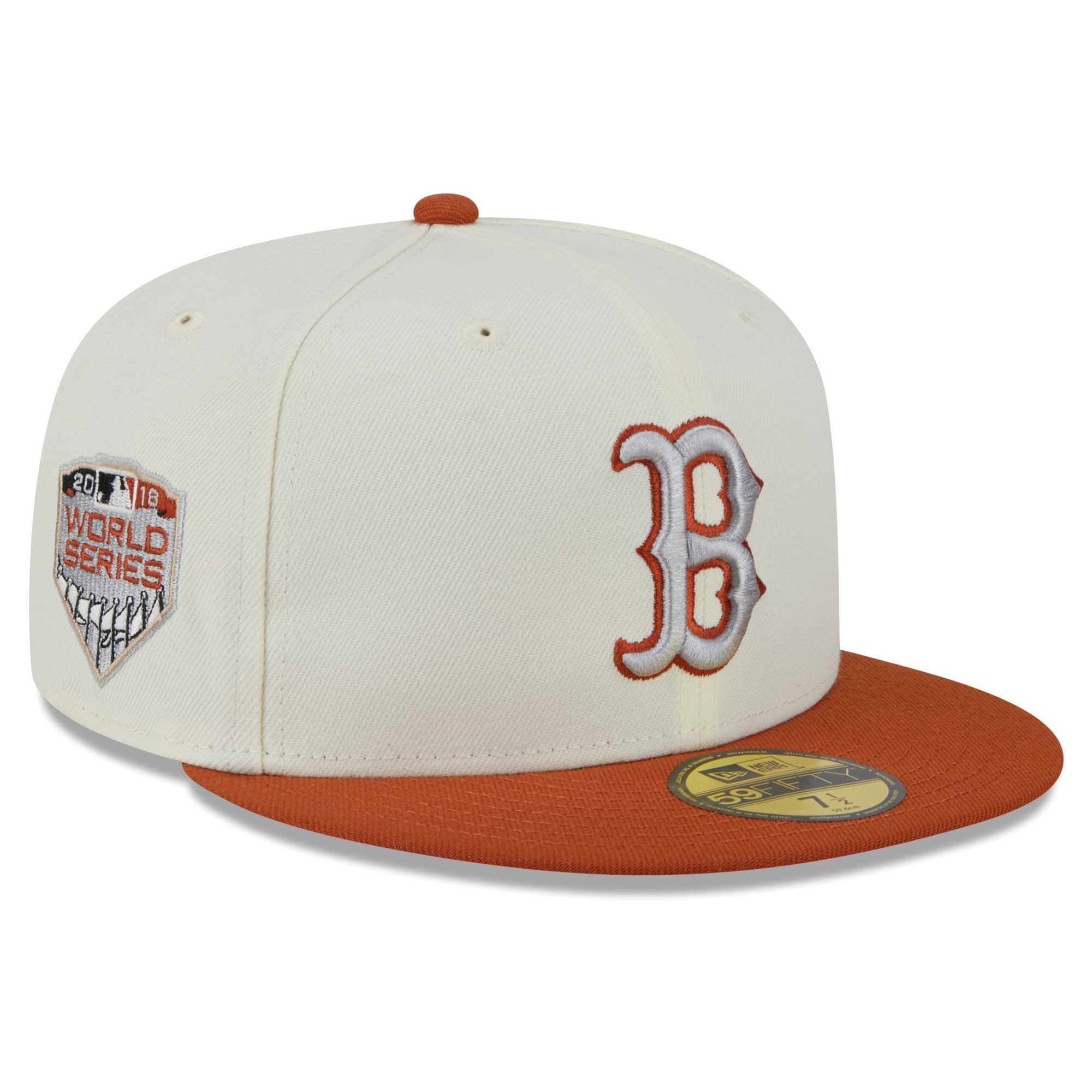 Men's New Era Cream/Orange Boston Red Sox 59FIFTY Fitted Hat - Image 7