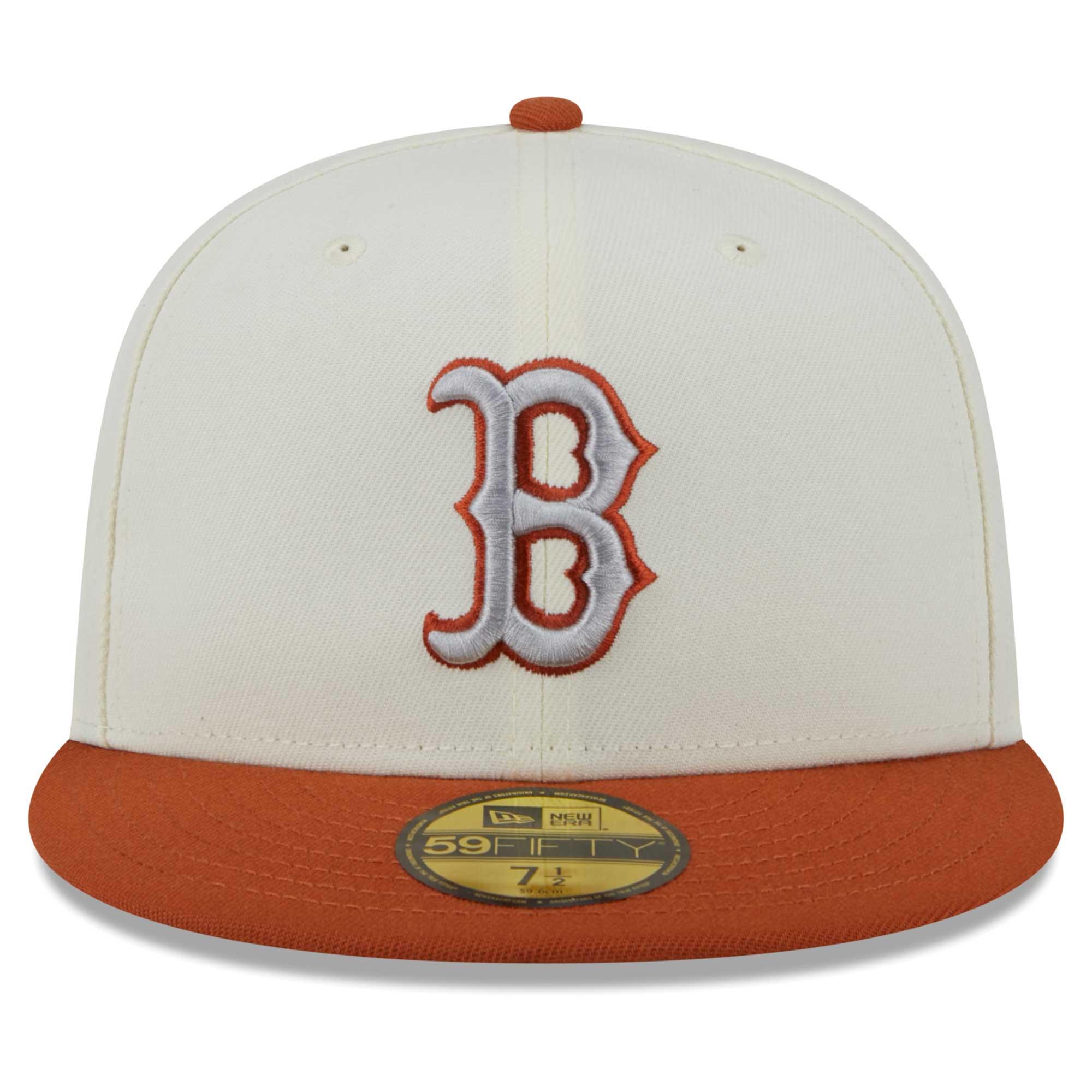 Men's New Era Cream/Orange Boston Red Sox 59FIFTY Fitted Hat - Image 3