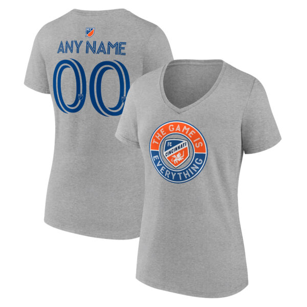 Women's Heather Gray FC Cincinnati The Game Is Everything Personalized Any Name & Number V-Neck T-Shirt