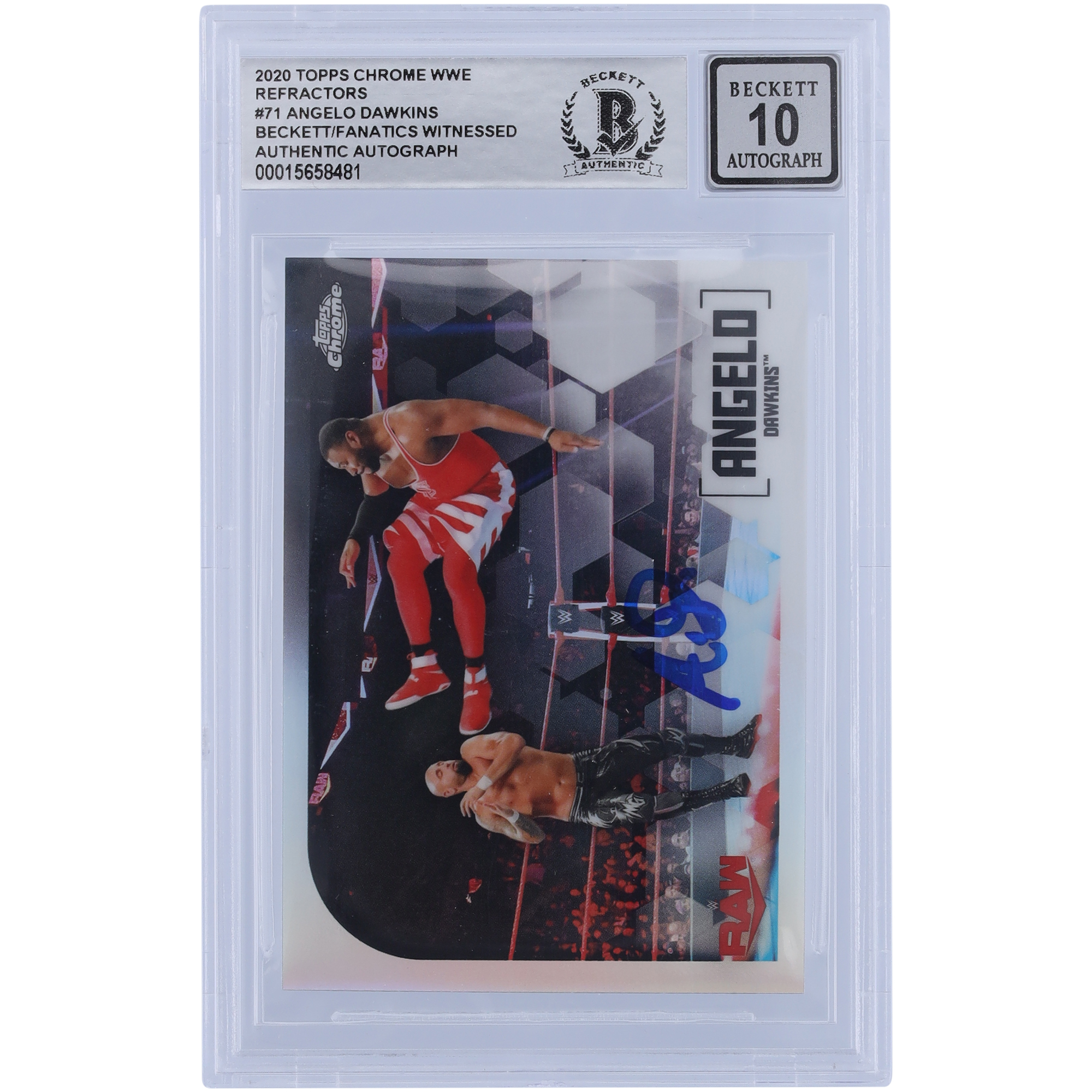 Angelo Dawkins WWE Autographed 2020 Topps Chrome Refractors #71 Beckett Fanatics Witnessed Authenticated 10 Card - Image 4