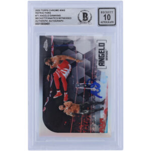 Angelo Dawkins WWE Autographed 2020 Topps Chrome Refractors #71 Beckett Fanatics Witnessed Authenticated 10 Card