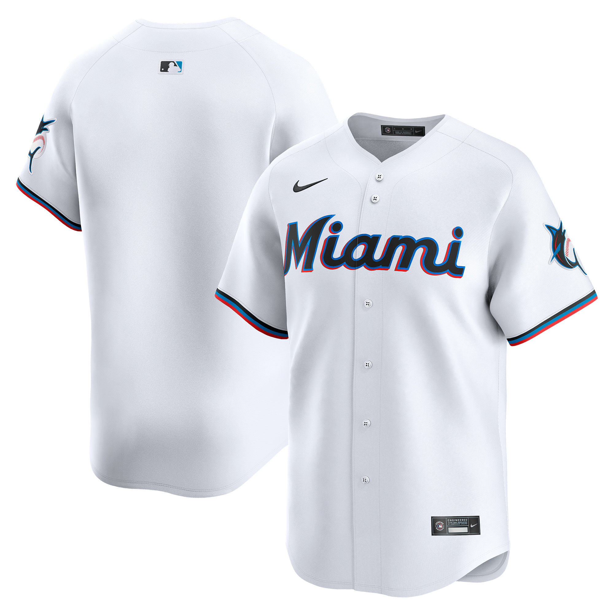 Men's Nike White Miami Marlins Home Limited Jersey - Image 5