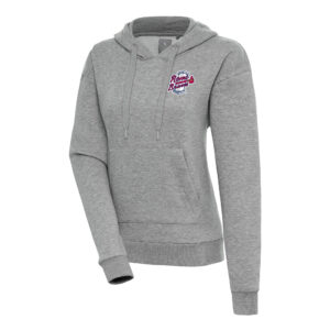 Women's Antigua  Heather Gray Rome Braves Victory Pullover Hoodie