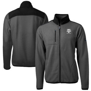 Men's Cutter & Buck  Gray Texas A&M Aggies Alumni Logo Cascade Eco Sherpa Fleece Full-Zip Jacket