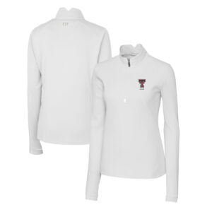 Women's Cutter & Buck  White Texas Tech Red Raiders Alumni Traverse Stretch Quarter-Zip Top