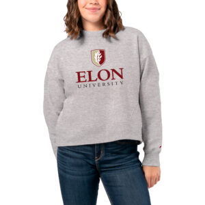 Women's League Collegiate Wear  Ash Elon Phoenix 1636 Boxy Pullover Sweatshirt
